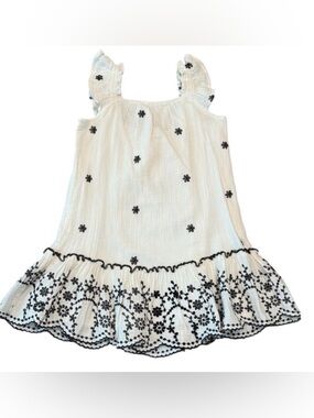 Zara White Sundress with Black Floral Embroidery